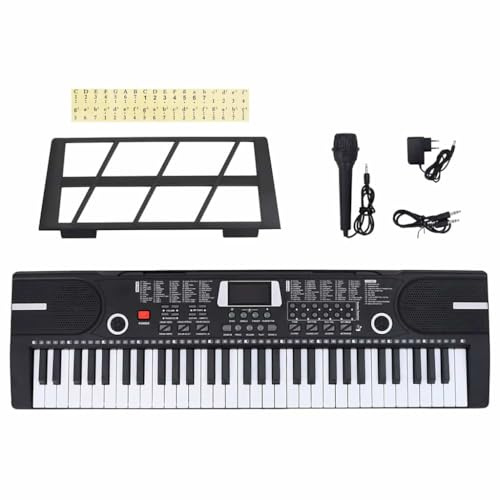 LoogCape Clavier électrique 61 touches pour enfants avec pupitre et microphone USB - Éducation de musique portable