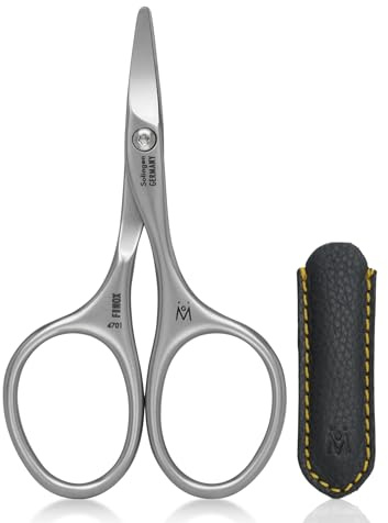 GERMANIKURE Rounded Safety Nail Scissors - FINOX Surgical Stainless Steel baby scissors and Manicure Tools in Leather Case - Self Grooming Scissors for nails Ethically Made in Solingen Germany - 4701