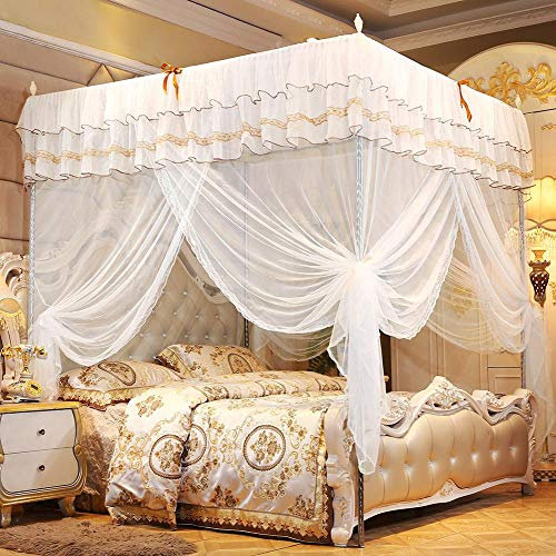 EBTOOLS Mosquitera Princesa Cuatro Esquina, Cortina de Cama Mosquitera Dosel Lecho para Niña(180 * 200 * 200cm)