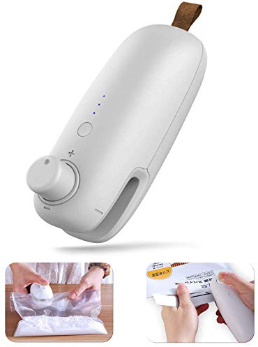 WELUV Mini Folienschweißgerät mit Cutter USB Tüten Verschweißer Hohe Sicherheit Bag Sealer Aufladung 2in1 Hand-Folienschweißgerät Handlicher Tüten Verschweißer Beutel Spänesäcke Plastiktüten