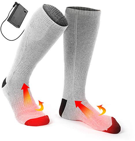 Beheizbare Socken, Selbstwärmende Socken Herren Damen, Wiederaufladbare Batterien Elektrische Warme Socken Fußwärmer, Heizbar Thermosocken Fußwärmer für Jagd, Camping, Wandern, Skifahren, Reiten
