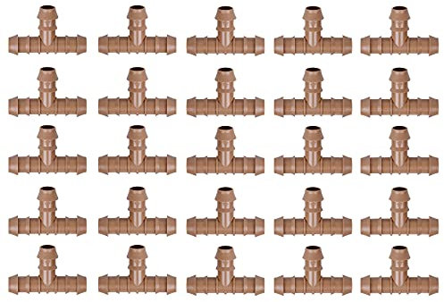 25 conectores en T de plástico hidropónico de púas para manguera de jardín para sistema de riego de refrigeración de 17 mm, conector de plástico en forma de T