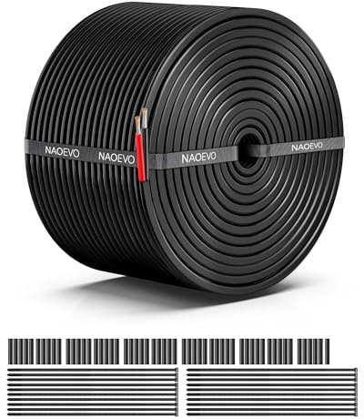 NAOEVO 16 Gauge Wire 2 Conductor Electrical Wire, 16 AWG Stranded PVC Cord, 12V Low Voltage/Tinned Copper/Flexible Cable for Automotive Wiring, Lamp Cord, Marine Cable (50FT)