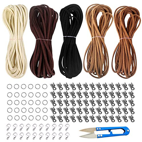 Cordino Cuoio, 5 Pezzi 5m Cordoncino pelle Scamosciata, Cordoncino di Cuoio Intrecciato, Corda di Cuoio Lacci, per Confezioni Regalo, Artigianato Fai-da-Te (5 Colori)