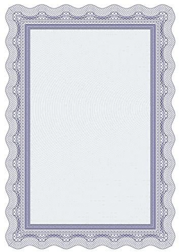 25 x blått certifikatpapper tryckt på premium 120 GSM-papper