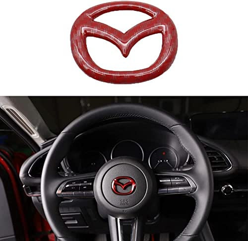 LOERSS Etiqueta Engomada Decoración Cubierta Volante del Automóvil, para Mazda 3 6 CX-3 CX-5 CX-9, Etiqueta Marco Logotipo Emblema, Accesorios Modificación Estilo Interior,Red