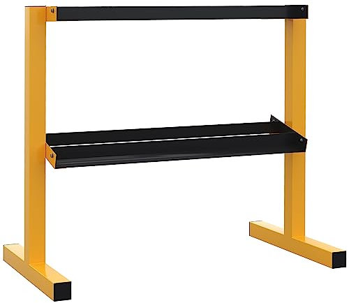 SPORTNOW Hantelständer, 2-Stufige Kurzhantelablage, Hantelablage bis 270 kg Belastbar, Gewichtshalter für Gewichtheben, Krafttraining, Stahl, Gelb, Schwarz, 92,5 x 50,5 x 80,5 cm