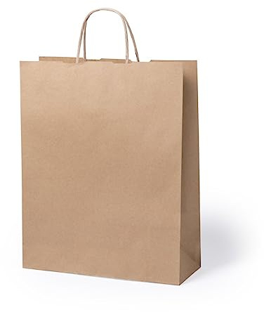 Lote de 50 Bolsas de Papel Kraft 32 x 40 x 12 cm - 100 Gr/m2 - Bolsas Marrones Kraft Retro Natural - Bolsas de Papel Baratas para Tiendas de Regalos, Detalles