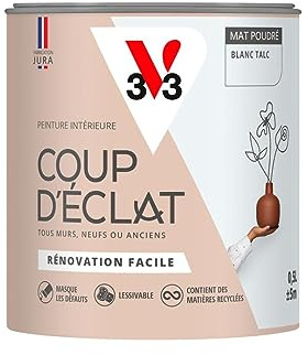 V33 Peinture murale intérieure Coup d'Éclat® Blanc talc Mat Poudré 0,5L