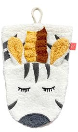 kikadu Waschlappen Zebra - Kinderwaschlappen mit Tiergesicht aus 100% GOTS-zertifizierter Bio-Baumwolle