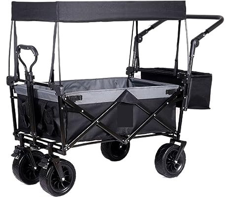 VONGAZ Faltbollerwagen Bollerwagen Handwagen Klappwagen, Tragbar, Verstellbar, Gartenwagen Mit Markise Für Picknicks, Camping, Einkaufen, Strände Faltwagen Strandwagen Transportwagen (Color : D)
