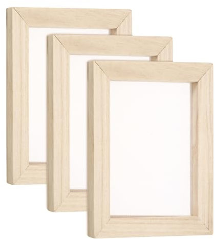 QUARKZMAN 3 Stück Siebdruckrahmen, 18x15 cm Holz mit 160er weißem Netz für DIY-Siebdruckprojekte