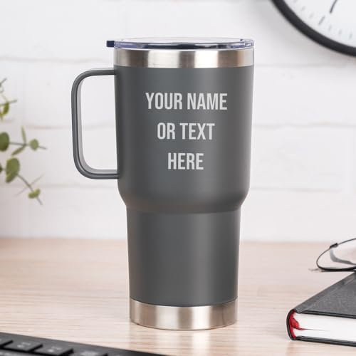 Wanapix | Taza Térmica Personalizada de Doble Capa | Capacidad 600 ml | Color Gris | Conserva Frío y Calor durante Horas | Grabado con Nombres o Textos | Regalo Original | 100% Personalizado