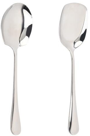 Dokeno Cucchiaio da Portata in Acciaio Inossidabile 2Pezzi Cucchiaio da Buffet con Manico Lungo Portata da Buffet Cucchiaio per Casa Ristorante Cucina （Argento）