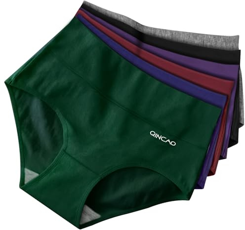 QINCAO Culottes Femme, Pack de 6 – Culotte Femme Taille Haute Coton Élastique Respirant et Doux