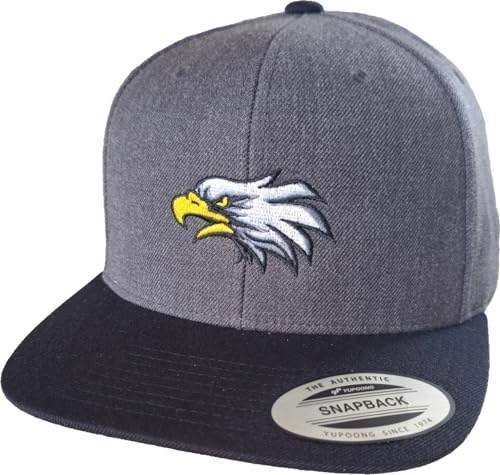 Baddery Cap Flexfit Snapback - „USA Seeadler“ - Bestickte Eagle Kappe für Herren & Damen (One Size - Charcoal-Black)