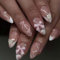 LunarCharm 24 Stück French Press on Nails, mittelgroß, Strass, rosa, künstliche Nägel, Mandel-Bling, glänzend, 3D-Blume, künstliche Nagelspitzen, Fingermaniküre für Frauen