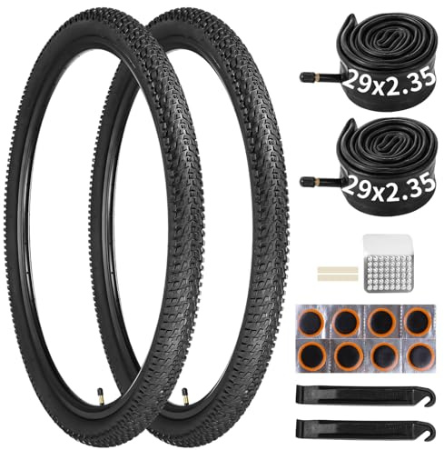 yeesport 2er Pack 29 Zoll MTB Reifen 29x2.35 (60-622) mit Innenschläuchen & Reparatur-Kit, Fahrradreifen 29 Zoll für Mountainbike, Waldwege, Matschige Trails, Stadtstraße