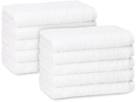 ZOLLNER Set de 10 Serviettes invités Premium 40x60 cm - Serviettes très absorbantes et Douces en Blanc - Ourlet Haut de Gamme - Lavable à 95°C - Coton - qualité hôtelière - certifié Oeko Tex®