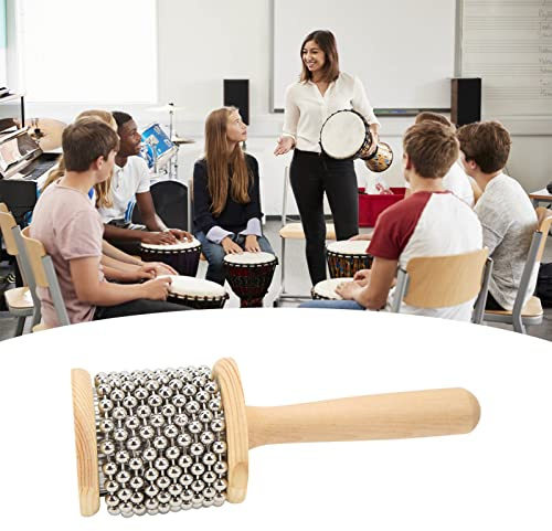 Cabasa de Madera, Instrumento Musical de Percusión de Bola de Acero en Arranque para Niños Enseñanza (Small Kabasa)