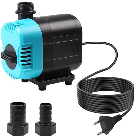CPROSP Bomba de Agua Sumergible (2500 L/H, 40W), Bomba de Agua para Acuario, Elevación Máxima: 2,4 m, con Cable de 2m e 2 Boquillas, para Fuente, Acuario, Jardín, Estanque