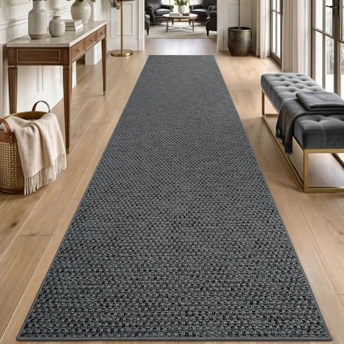 DEXI Alfombra Pasillo 80 x 300 cm, Alfombras Cocina Antideslizante Lavable, Absorbente Tapete Corredor para Puerta Interior, Lavadero, Comedor, Gris Oscuro