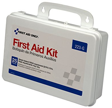 First Aid Only 223-G 25-Person OSHA-Compliant First Aid Kit for Office, Home Renovation, Job Sites, and Construction Vehicles, Gasket Provides Extra Water Resistance, 107 Pieces