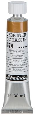 Schmincke - Designers Gouache, Umbra natur, 20 ml-Tube, 25 674 007, streifenfreier Auftrag, maximal deckend, farbintensiv und samtmatt