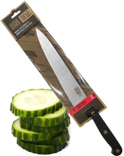 Taylors Eye Witness Made in England Heritage Range Large Cooks Knife - 25cm|10in High Carbon Stainless Steel Razor Sharp, Full Tang Blade. Hard Wearing, Hand Finished, Triple Brass Rivet Handle