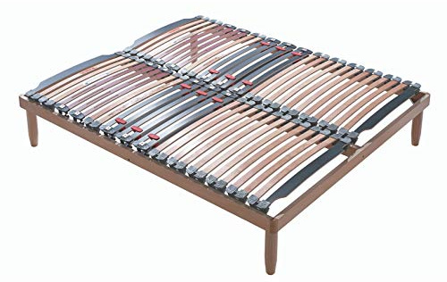 Evergreenweb - Rete Matrimoniale 160x190 a Doghe Basculanti in Legno Faggio Ortopedica con Ammortizzatori Regolatori di Rigidità Rinforzata + 4 Piedi Smontabili per Tutti Letti e Materassi - Offerta