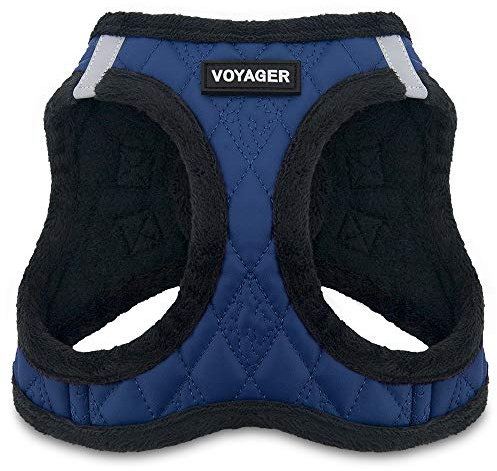 Voyager Step-In Plüsch Hundegeschirr - Weicher Plüsch Step In Vest Geschirr für kleine und mittelgroße Hunde von Best Pet Supplies - Königsblau Kunstleder, XS (Brustumfang: 33-36,8 cm)