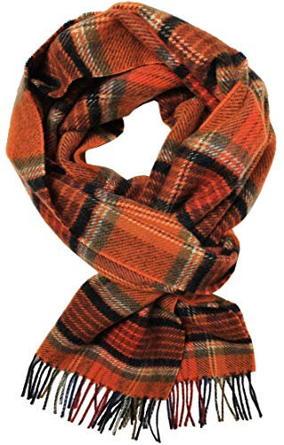 Rotfuchs Herrenschal Woll Schal Winterschal Warm Karo modisch Wolle Made in Germany (Orange) R-716