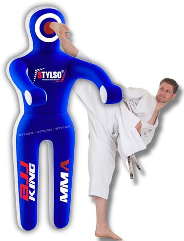 Unfilled Grappling Dummy – Adult Life Size Wrestling & BJJ Training Dummy, MMA Jiu Jitsu Judo Takedown & Throwing Practice, Heavy-Duty Triple-Stitched Canvas Submission Dummy (Blue, 5ft / 60)