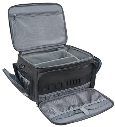 Mancro Medical Bag, Home Health Nurse Bag with Nonslip Bottom, Removable Shoulder Strap, Water-Resistant Empty First Aid Organizer for Medical Student, Therapist, Black
