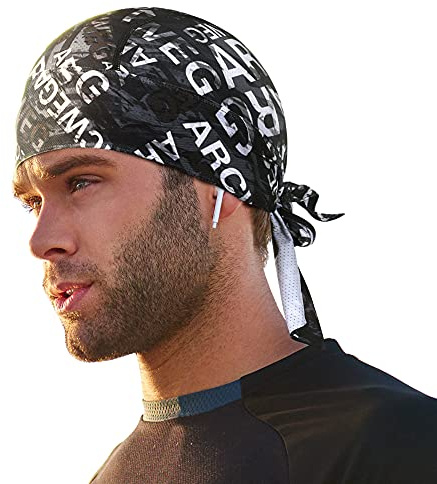 Arcweg Cycling Pirate Bandana Skull Cap Hat Sweat Wicking Beanie Sun UV Protection Quickly Dry Under Helmet Cycling Headscarf Headwrap Dew Rags Doo Rag for Men & Women Outdoor Sports Black and White