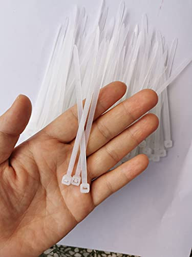 Retec Cable Zip Ties 100 Pack of White Self Locking Small Nylon Cable Wire Ties 48lbs Strength, Nylon Tie Wraps in White Indoor and Outdoor UV Resistant 100mm X 3.6mm