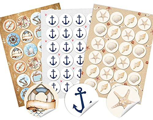 Logbuch-Verlag maritimt klistermärkeset – 72 klistermärken neutrala utan textankare + skal + nautiska motiv – presentklistermärken resa semester