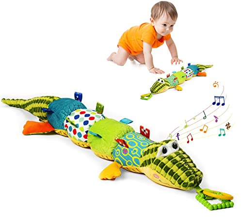 Jollybaby Baby Toys, Tummy Time Baby Toys 6-12 Month with Rattles, Crinkle, Newborn Musical Toy for Infant 0 3 6 9 12 Months Boys & Girls-Alligator
