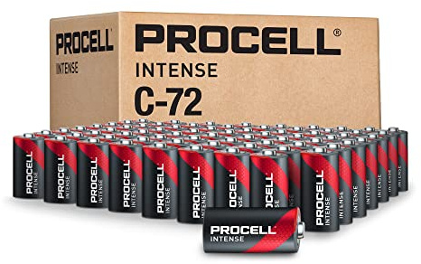 PROCELL Alkaline Intense C Batteries, 1.5V Alkaline C for High Drain Professional Devices, C Battery with Long-Lasting Power, All-Purpose C Industrial Batteries, 72-Count Bulk Pack
