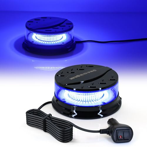 Dinfu Luces intermitentes azules para coche base magnética LED luz de advertencia 12v con magnético y 3 metros de cable para el coche camión…