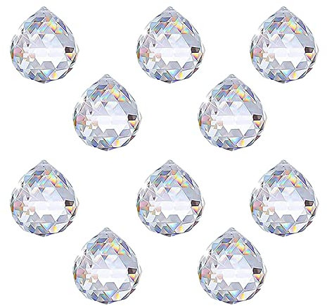 RNHDLY 10 Stück Sonnenfänger Kristall 20 mm Kristallglaskugel Prisma, Kristalle zum Aufhängen, Deko Anhänger, Regenbogen für Fenster Haus Prisma Deko