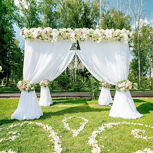 Querbehang Freihanddeko, Hochzeit Vorhang Deko Weiß Hochzeitsbogen Foto Hintergrund Tüll, Drapierstoff Tüllstoff Wohnzimmer Gardinenschals Arbor Torbogen Zeremonie Party Dekor 6Mx1.5M (2 Stück)