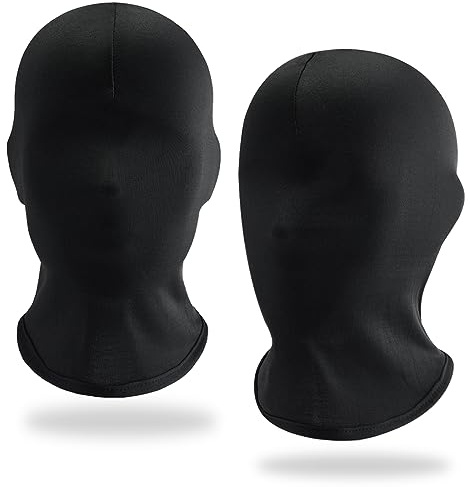 Meleager Masque Facial Complet Noir, 2 Pièces Masque d'halloween sans Visage, Cagoule Complet Unisexe pour Fêtes de Halloween, Mardi Gras, Mascarade comme Cosplay Costume, Masques Sports de Plein Air