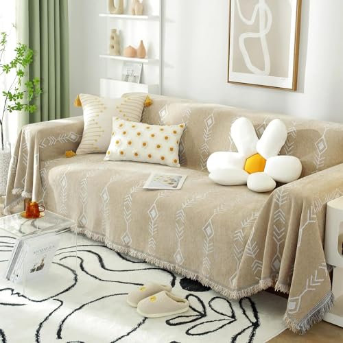 HLTQL Sofa Überwurfdecke XXL, Sofadecke rutschfest Sofaüberwurf Decke Ecksofa L Form, Chenille Couch Überzug u Form Sofaüberwürfe Couch Überwurf Sofaüberwurf, Waschbar(#90,180x260cm)