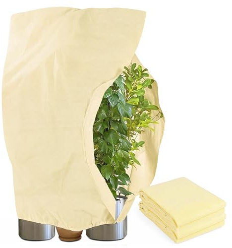 Euakee Protezione Invernale per Piante, 2 Pezzi 120 x 180 CM Cappuccio Protezione Piante con Coulisse e Cerniera, Telo Copripiante Invernale Antigelo Traspirante