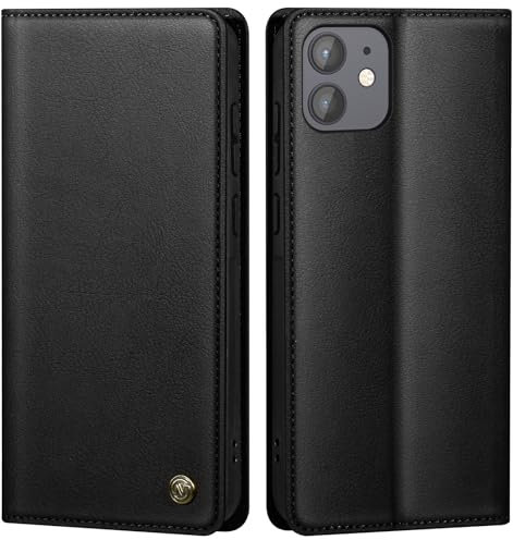 GUCASBE Mobiltelefonfodral för iPhone 12/12 Pro fodral skyddsfodral för iPhone 12 fodral premium PU läderfodral plånbok flip fodral magnet kortfack stativfunktion vikbar för iPhone 12 Pro fodral,
