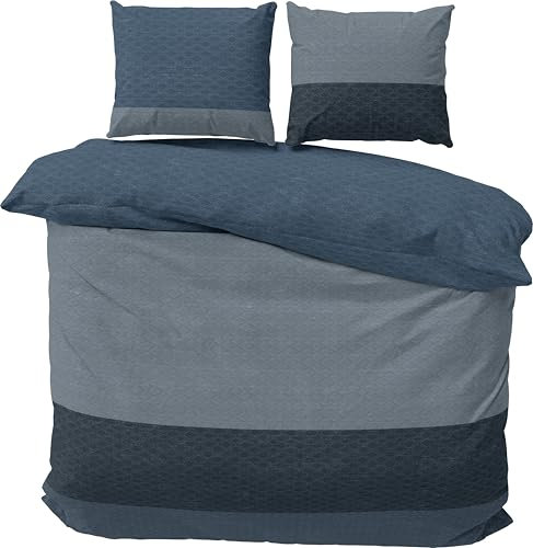 DILIOS Premium Bettwäsche 135x200 – 100% Baumwolle, ÖKO-TEX Zertifiziert, Renforcé, Atmungsaktiv & Antiallergisch, mit Reißverschluss, 2teilig – Bettbezug + Kissenbezug 80x80, Blau, Hellblau