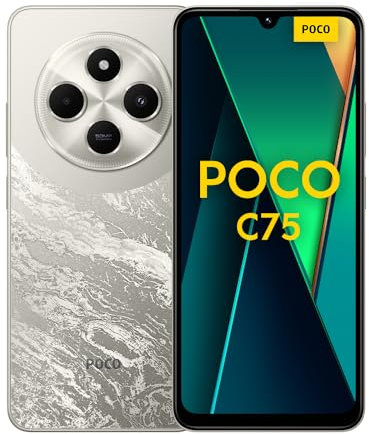 Xiaomi Poco C75 - Smartphone de 6+128GB, Pantalla inmersiva de 6.88” 120Hz, MediaTek Helio G81-Ultra, cámara Dual de 50MP IA, 5160 mAh, Carga rápida de 18W, NFC, Dorado (Versión ES)