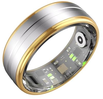 Smart Ring Gold Smartringe für Herren Damen Smart Ring Android Schrittzähler Pulsmesser Schlaftracker Sport Fitness Tracker Gesundheitsring Herren Fitnesstracker Schwarz Smartring Fitnessring