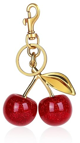 OVRUNS Cherry Bag Charm Women Cute Cherries Keychain Sparkling Purse Charms Pendant for Handbag Wallet Car Phone